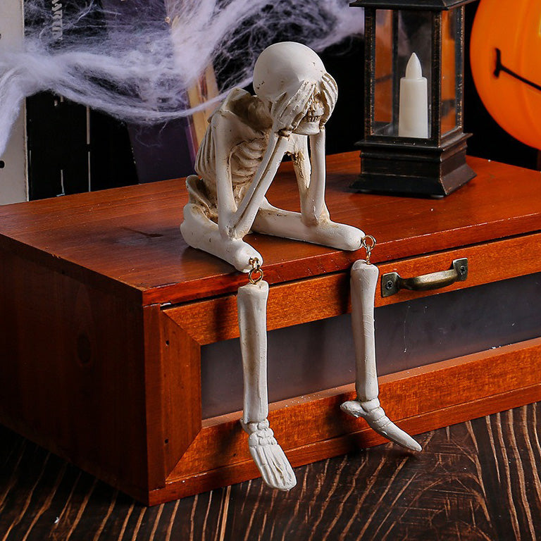 Flame Witch Cauldron Halloween Decoration Skull Potion Brewing Bucket with Floating Poison Bottle Spooky Party Prop