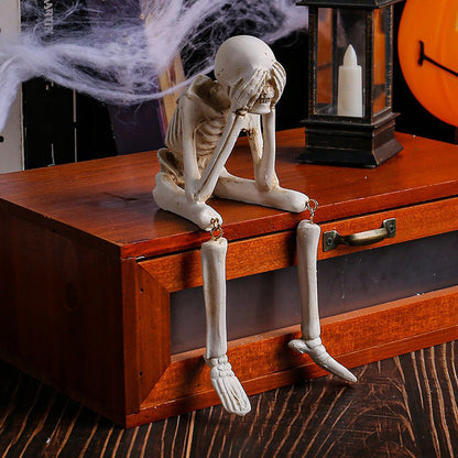 Flame Witch Cauldron Halloween Decoration Skull Potion Brewing Bucket with Floating Poison Bottle Spooky Party Prop