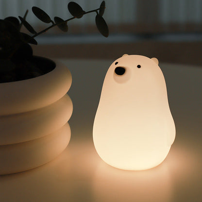 Squishy Silicone White Bear LED Night Light - Perfect Gift for Kids and Girls